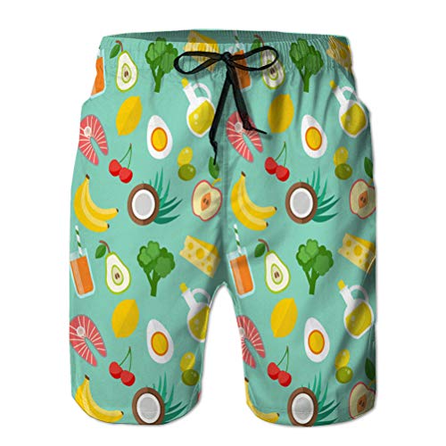 LJKHas232 67 Men 's Beach Shorts Board Swim Trunks Plantilla de Alimentos saludables M