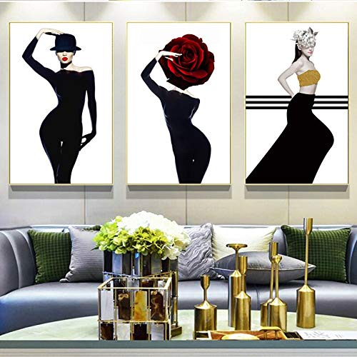 LKJHGU Modelo Salón de Belleza Maquillaje Impresión en Lienzo Pinturas Pop Arte de la Pared Imágenes Póster para habitación de niñas Regalo Decoración para el hogar 30 * 40cm