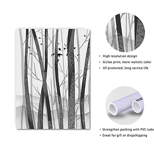 LKJHGU Sin Marco Abstracto Woodland Nordic Wall Art Prints Pinturas en Lienzo Imágenes en Blanco y Negro Póster Sala de Estar Decorativo para el hogar 60 * 100cm