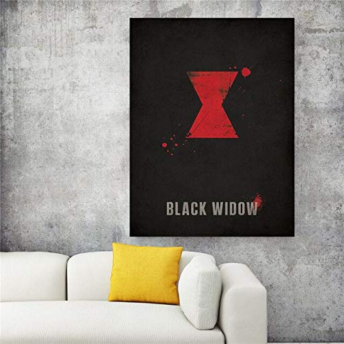 LKJHGU Sin Marco Logotipo de superhéroe clásico Película de Hollywood Dibujos Animados Spider Iron Bat Poster Comics Resumen Decoración del hogar Arte de la Pared Pintura en Lienzo 60 * 90cm F