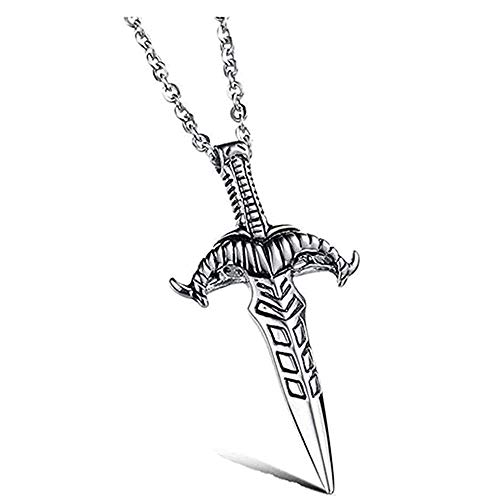 LKYH Fácil de Combinar, Collar con Colgante de Maquillaje en Forma de Espada Retro de Acero de Titanio para Hombre, Collar con Personalidad de Moda, Colgante, Collar de Fiesta