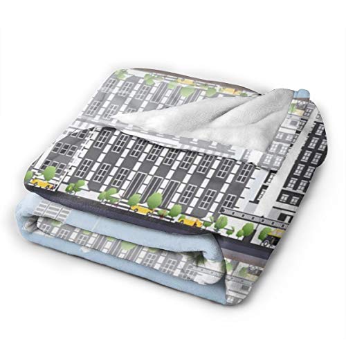 LLALUA Flannel Fleece Throw Blankets,Springfield Skyline with Buildings Travel Business Tourism Modern Concept,Soft Fluffy Throws Microfiber Blanket,50 * 40