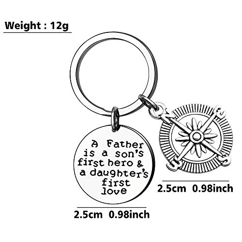 Llavero Coagurmes del día del padre para papá de Daughter Father is a Son's Frist Hero and a Daughter's Love de acero inoxidable llavero