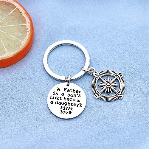 Llavero Coagurmes del día del padre para papá de Daughter Father is a Son's Frist Hero and a Daughter's Love de acero inoxidable llavero