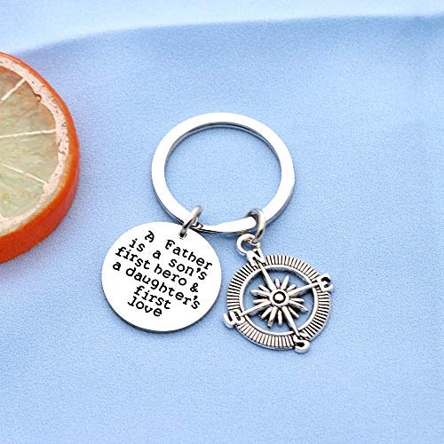 Llavero Coagurmes del día del padre para papá de Daughter Father is a Son's Frist Hero and a Daughter's Love de acero inoxidable llavero