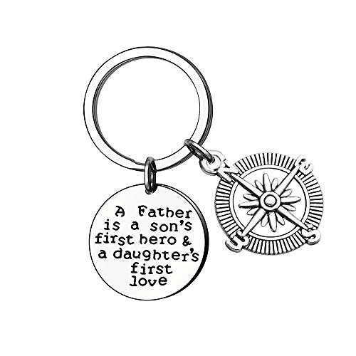 Llavero Coagurmes del día del padre para papá de Daughter Father is a Son's Frist Hero and a Daughter's Love de acero inoxidable llavero