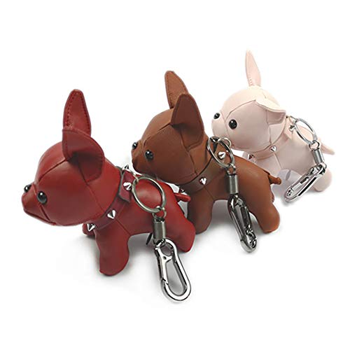 Llavero de bulldog Franzoesia para hombres y mujeres Cute Pu Dog llavero para parejas joyas para llaves de animales