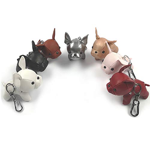 Llavero de bulldog Franzoesia para hombres y mujeres Cute Pu Dog llavero para parejas joyas para llaves de animales