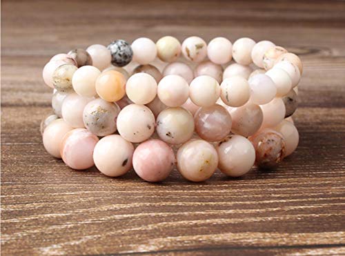 LLine Fashion Jewelry Blue Kyanite Stones Pulsera de Perlas Sueltas se Adapta a Glamour rmen y Mujeres Amuleto, Powder Opal, 12mm 16 Cuentas