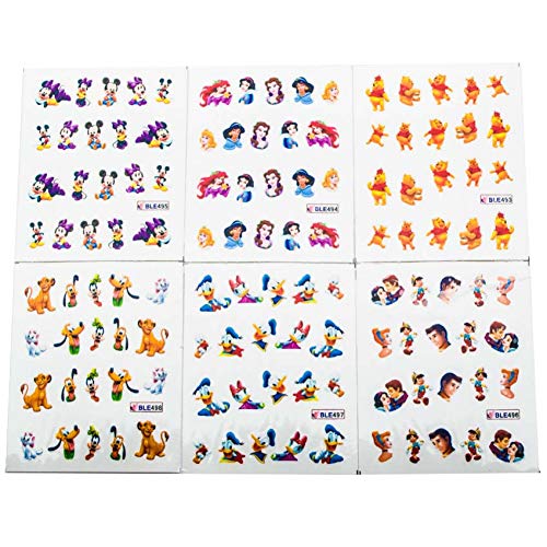 LLMTF 11PCS Nail Stickers Set Cartoon Princess Mickey Nail Art Pegatinas de Transferencia de Agua Marca de Agua DIY Nail Decals SuppliesEtiqueta de uñas