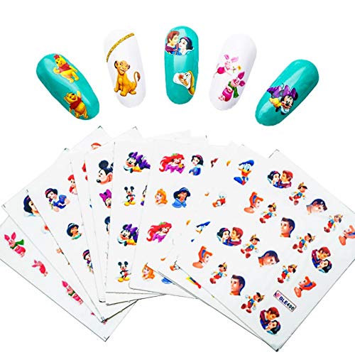 LLMTF 11PCS Nail Stickers Set Cartoon Princess Mickey Nail Art Pegatinas de Transferencia de Agua Marca de Agua DIY Nail Decals SuppliesEtiqueta de uñas