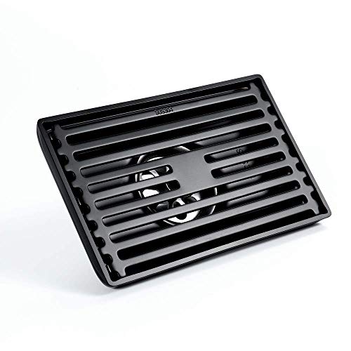 LLSS Drenaje de Ducha Negro con Tapa extraíble Acero Inoxidable 304 Drenaje Rectangular para Pisos Trampa para el Cabello Multiuso antiolor y Anti obstrucción con colador para el b
