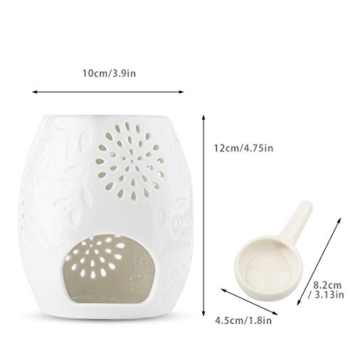 Locisne Cerámica Ahuecando Floral Aroma Lámpara Difusor de aceite Horno de romaterapia Quemador de incienso de cerámica Horno de vela de aceite Titular de la luz de té Portavelas