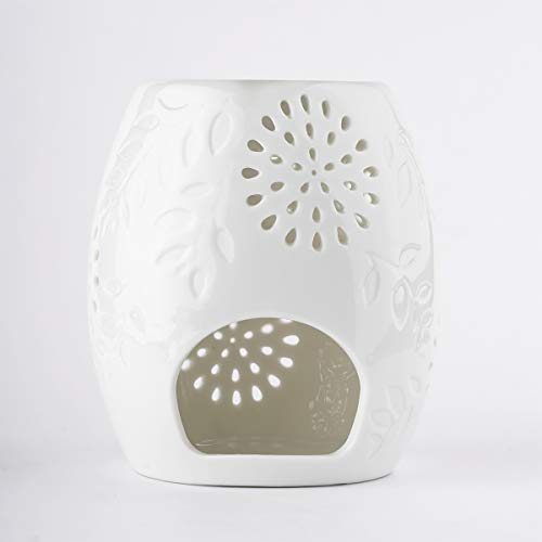 Locisne Cerámica Ahuecando Floral Aroma Lámpara Difusor de aceite Horno de romaterapia Quemador de incienso de cerámica Horno de vela de aceite Titular de la luz de té Portavelas
