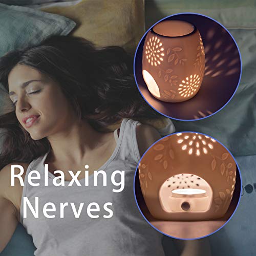 Locisne Cerámica Ahuecando Floral Aroma Lámpara Difusor de aceite Horno de romaterapia Quemador de incienso de cerámica Horno de vela de aceite Titular de la luz de té Portavelas