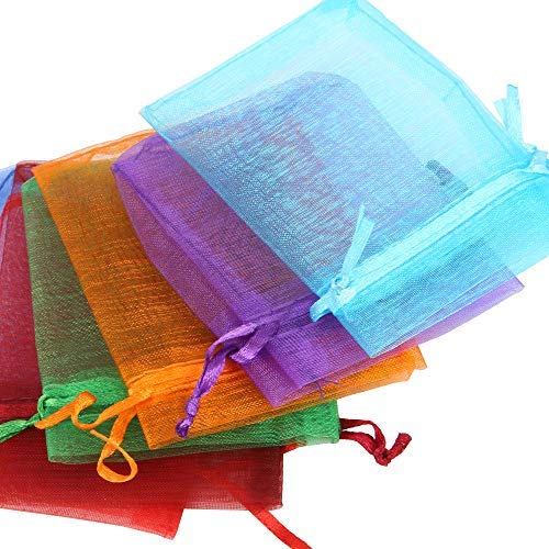 Locisne Paquete de 120 Bolsas de Organza, 20 Colores Bolsas Favor de La Boda Fiesta de Envoltura de Regalos Bolsas de Dulces Bolsas de Joyería Bolsas de Lazo, 7 * 9 cm + 10 * 12 cm