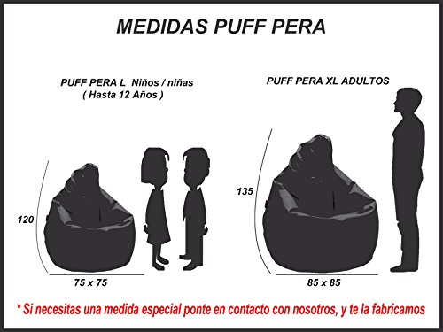 loconfort-Puff DE Pera XL, 25 Colores Envio 24/48 Horas, Fabricado EN ESPAÑA. 3 AÑOS DE Garantia, (85X85X135) Poli Piel Verde Manzana (XL Adulto, Rosa)