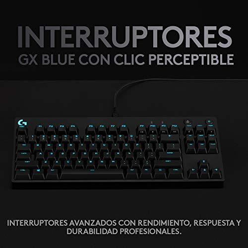 Logitech G Pro Teclado Gaming Mecánico, Diseño sin Teclado numérico, Cable Micro USB Desmontable, Teclas iluminadas con 16,8 Millones de Colores, RGB Lightsync, Negro