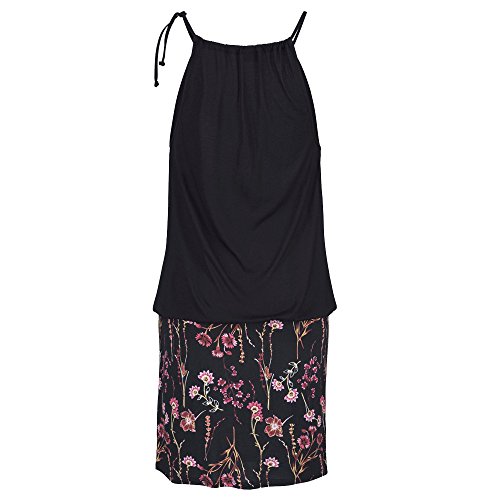Logobeing Ropa de Mujer Vestidos Falda Chaleco Vestido Mini Playa Sin Mangas con Estampado Retro Camisetas Verano (Negro, M)