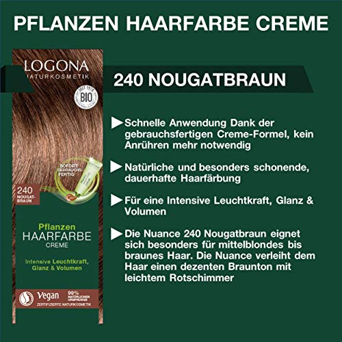Logona 03006 coloración del cabello 240 Marrón 150 ml (nougat brown, Pelo rubio, Brillo, Mujeres)