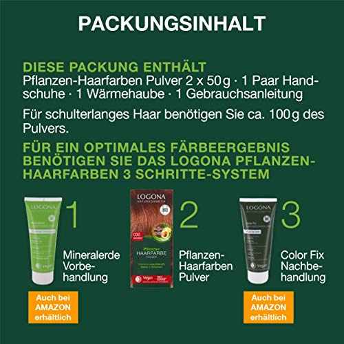 LOGONA Naturkosmetik Plantas Haarfarbe en polvo, 100 g