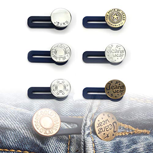 Lohas Select - Pack de 6 extensores de cintura para pantalones elásticos, tejanos