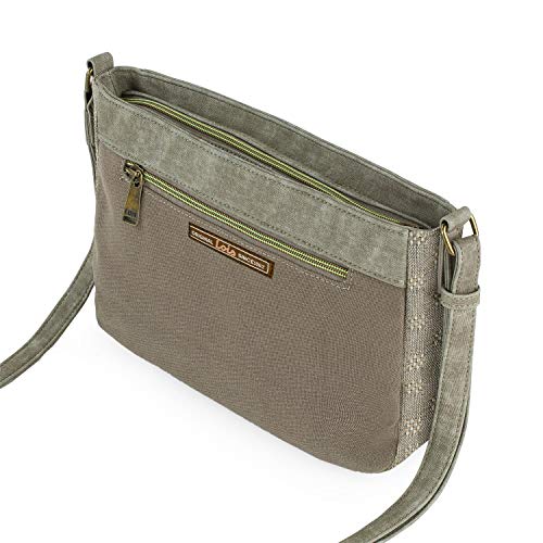 Lois - Bolso Pequeño Bandolera de Mujer Tipo Góndola. Lona Estampada y Piel Sintética. Práctico y Cómodo para Diario Bonito Diseño, Resistente 306238, Color Taupe