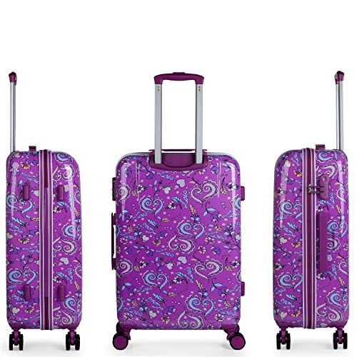 Lois - Juego de Maletas Infantil. Rígidas 4 Ruedas Trolley 55/67 Policarbonato Estampado. Cómodas y Ligeras. Pequeña 55x40x20 Ryanair. Diseño Juvenil. 130200, Color Morado