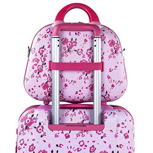 Lois - Neceser Rígido para Niña de ABS Texturizado y Estampado Grande de Viaje, Maleta de Aseo. Cierre Cremallera. Doble Asa. Espejo Interior. Bandolera 131835, Color Fucsia