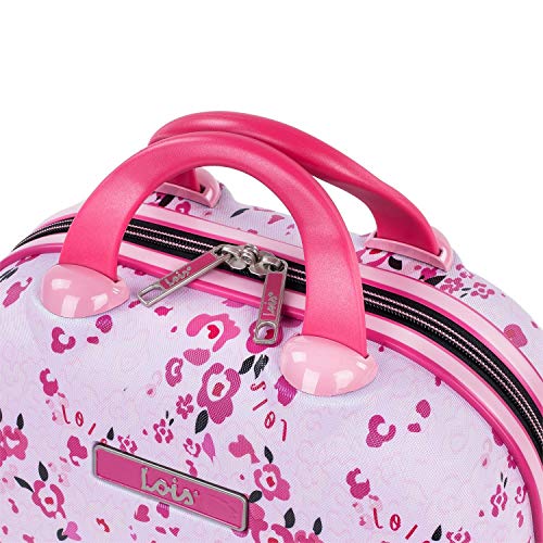 Lois - Neceser Rígido para Niña de ABS Texturizado y Estampado Grande de Viaje, Maleta de Aseo. Cierre Cremallera. Doble Asa. Espejo Interior. Bandolera 131835, Color Fucsia