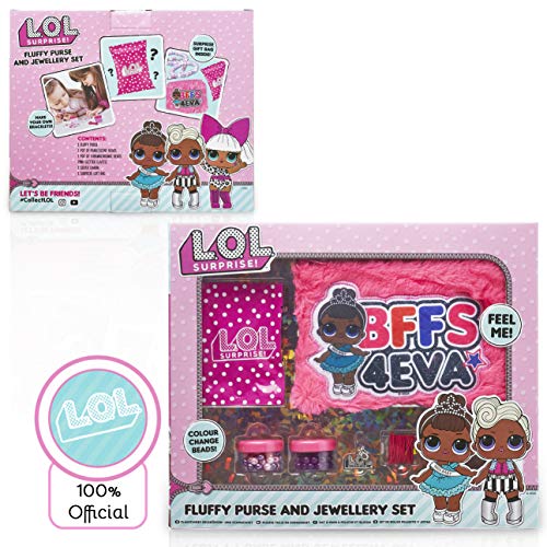 L.O.L. Surprise! Kit para Hacer Pulseras De Las Muñecas Confetti Pop LOL Surprise con Estuche De Peluche Rosa | Kit CREA Joyas para Niñas | Fantástica Manualidad | Regalo Maravilloso para Niñas