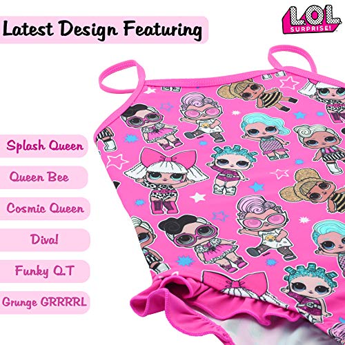 L.O.L. Surprise ! Traje De Baño Oficial para Chicas De Las Muñecas Muñecas Merbaby, Splash Queen, Diva,Queen Bee,Dollface, Cosmic Queen,Grunge Grrrl Y Funky Q.t. (9/10 años, All Over Print)