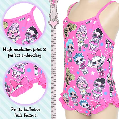 L.O.L. Surprise ! Traje De Baño Oficial para Chicas De Las Muñecas Muñecas Merbaby, Splash Queen, Diva,Queen Bee,Dollface, Cosmic Queen,Grunge Grrrl Y Funky Q.t. (9/10 años, All Over Print)