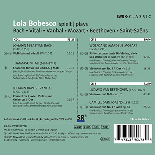 Lola Bobesco Joue Vitali Vanhal Mozart Beethoven Saint Saens