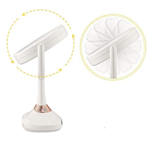 Long Espejo de Maquillaje led Giratorio Gratuito Espejo de tocador de Doble Cara Espejo de Mesa de Escritorio portátil Espejo multifunción de música Bluetooth