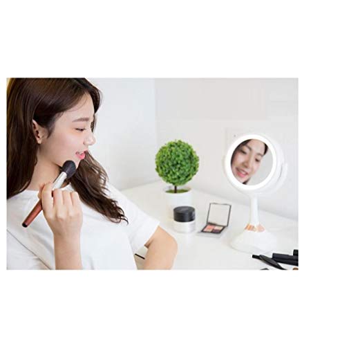 Long Espejo de Maquillaje led Giratorio Gratuito Espejo de tocador de Doble Cara Espejo de Mesa de Escritorio portátil Espejo multifunción de música Bluetooth
