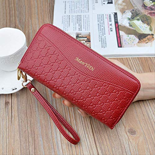 longer Cartera para Mujer Protección RFID Larga Cremallera Doble Cartera Multifunción Bolsillo para Múltiples Tarjetas Billetera De Gran Capacidad De Doble Capa De Cuero Suave para Mujer