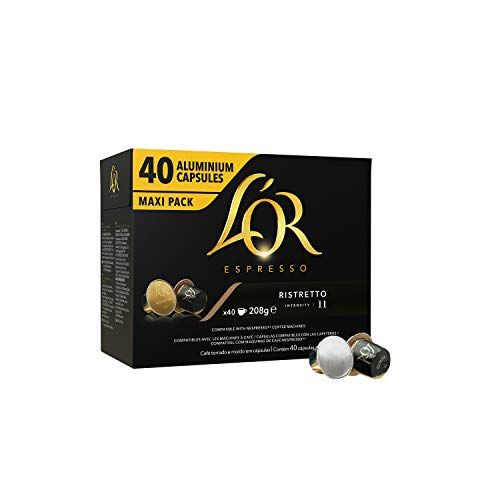 L'OR Café Espresso Ristretto - Cápsulas de café de aluminio compatibles con máquinas Nespresso® Intensidad 11 - 10 paquetes de 40 cápsulas cada uno (400 Porciones)
