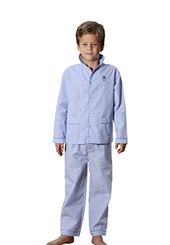 L'Orangerie - Pantalón de Pijama - para niño Popeline Rayure Tennis Ciel 2 años