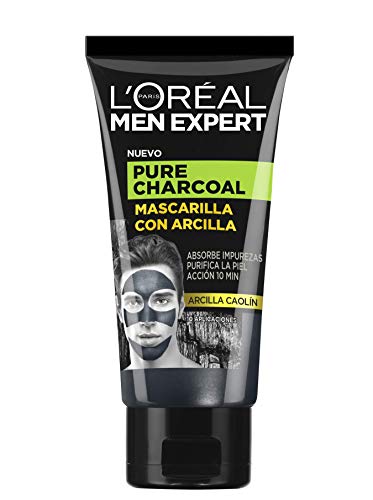 L'Oreal Men Expert - Pure Charcoal, Mascarilla con Arcilla para Hombres - 1 Paquete de 6 Unidades x 50 ml - Total: 300 ml