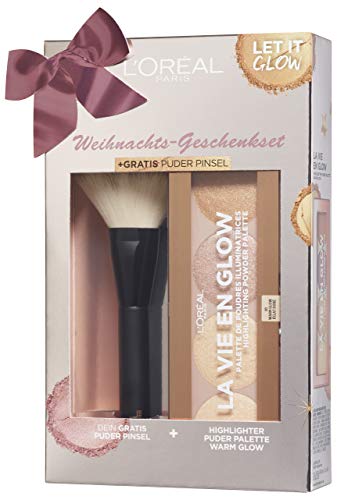 L'Oréal Paris Set de regalo de Navidad compuesto de paleta iluminadora y brocha para polvos, 3 unidades (50 ml).