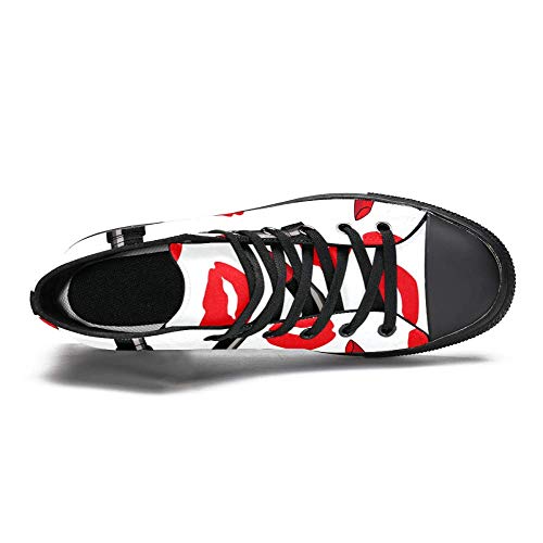 LORVIES - Dibujo animado cómico de estilo rojo mate pintalabios puntos, zapatillas altas de tela para hombre, (multicolor), 46 EU