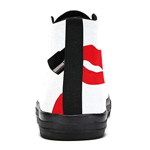 LORVIES - Dibujo animado cómico de estilo rojo mate pintalabios puntos, zapatillas altas de tela para hombre, (multicolor), 46 EU