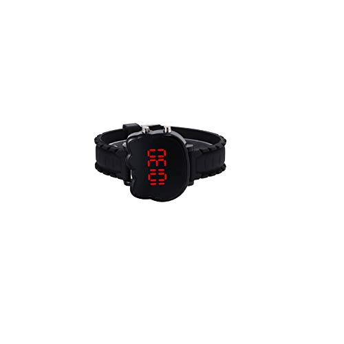 Los niños Relojes del Reloj de Hello Kitty LED de luz electrónica Digital con Silicona Brazalete del Gato de la Historieta del niño Impermeable Relojes Negro (batería incluida)