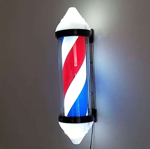 Los signos de la luz retro Peluquería Peluquería Polo impermeable ligera rotación de la banda azul peluquería LED Rojo Blanco Spinning lámpara de pared ahorro de energía y muy brillante,Rojo + blan...