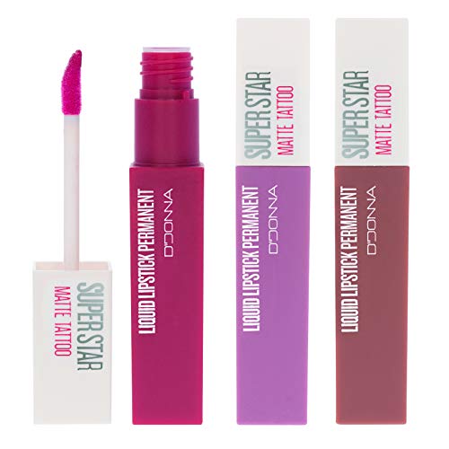 Lote Cia&Co 3 x Super Star Matte NUDE PASTEL I - Barra de Labios Liquida Mate Tatto Permanente (Colores NUDE PASTEL I - Lote MY-07)