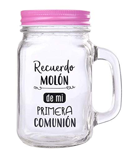 Lote de 20 Jarras Cristal Con Caña"RECUERDO MOLÓN" SURTIDO EN COLORES - Jarras con Frases, tazas originales para Detalles, recuerdos y regalos de Comuniones