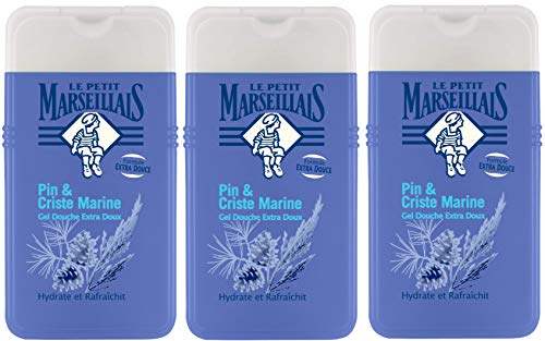 Lote de 3 geles de ducha Le Petit Marseillais extra suaves con pino e hinojo marino, 250 ml