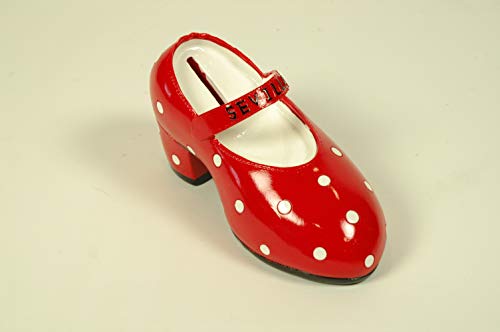 Lote de 5 Huchas de Resina Decorativas"Zapato Rojo-Sevilla". Regalos Originales. Decoración Hogar.Detalles de Bodas, Comuniones, Bautizos, Cumpleaños. 8 x 15 x 6 cm. IB 9