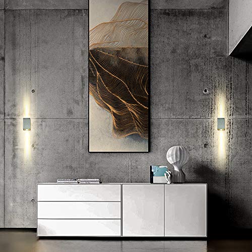 Louvra Apliques de Pared Lámpara de Pared en Moda de Puro Aluminio 2 LED 6 W, Iluminación de Pasillo, Entrada, Dormitorio, Decoración Hogar, Blanco Cálido